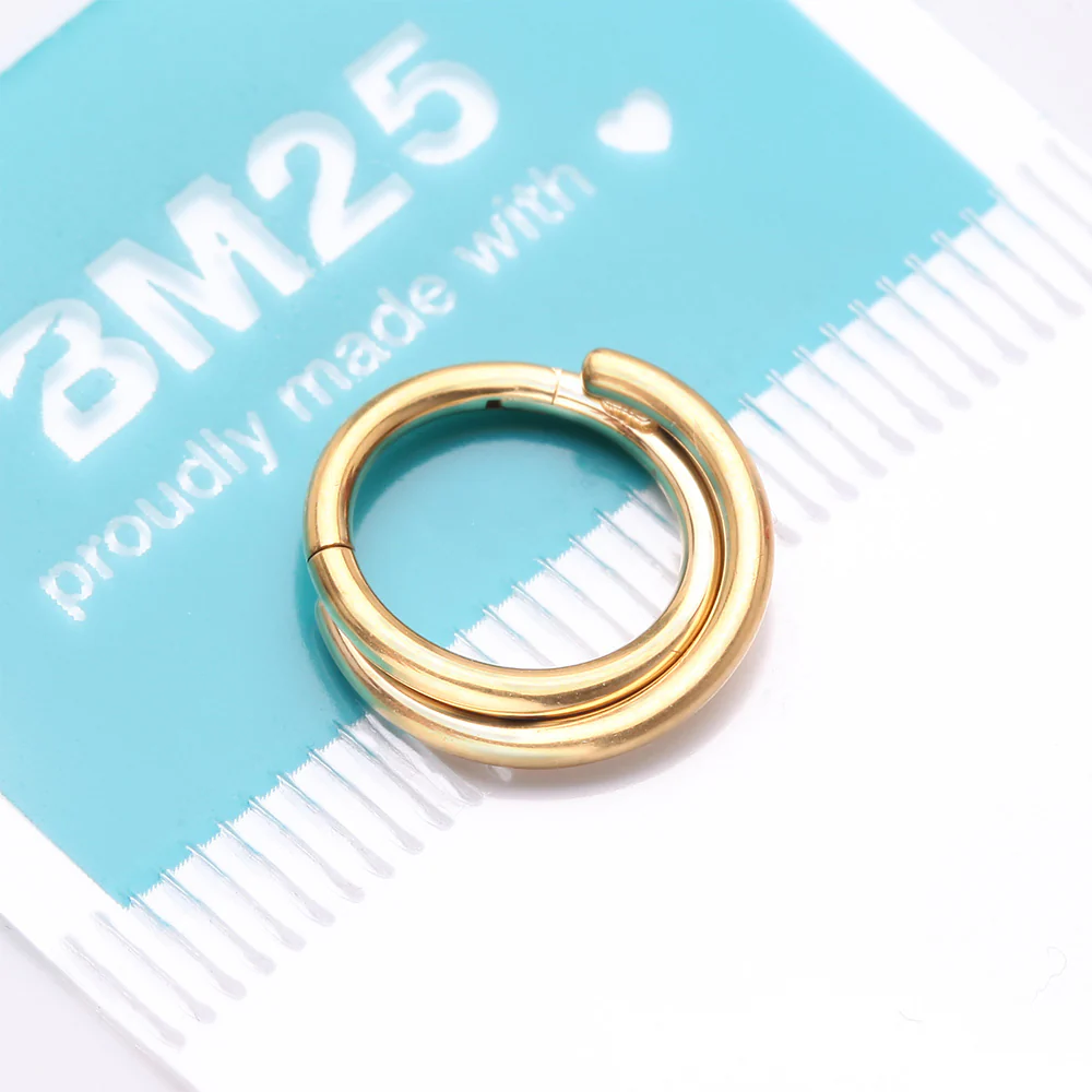 Pure24K Implant Grade Titanium Double Crossing Layer Clicker Hoop Ring - Image 5