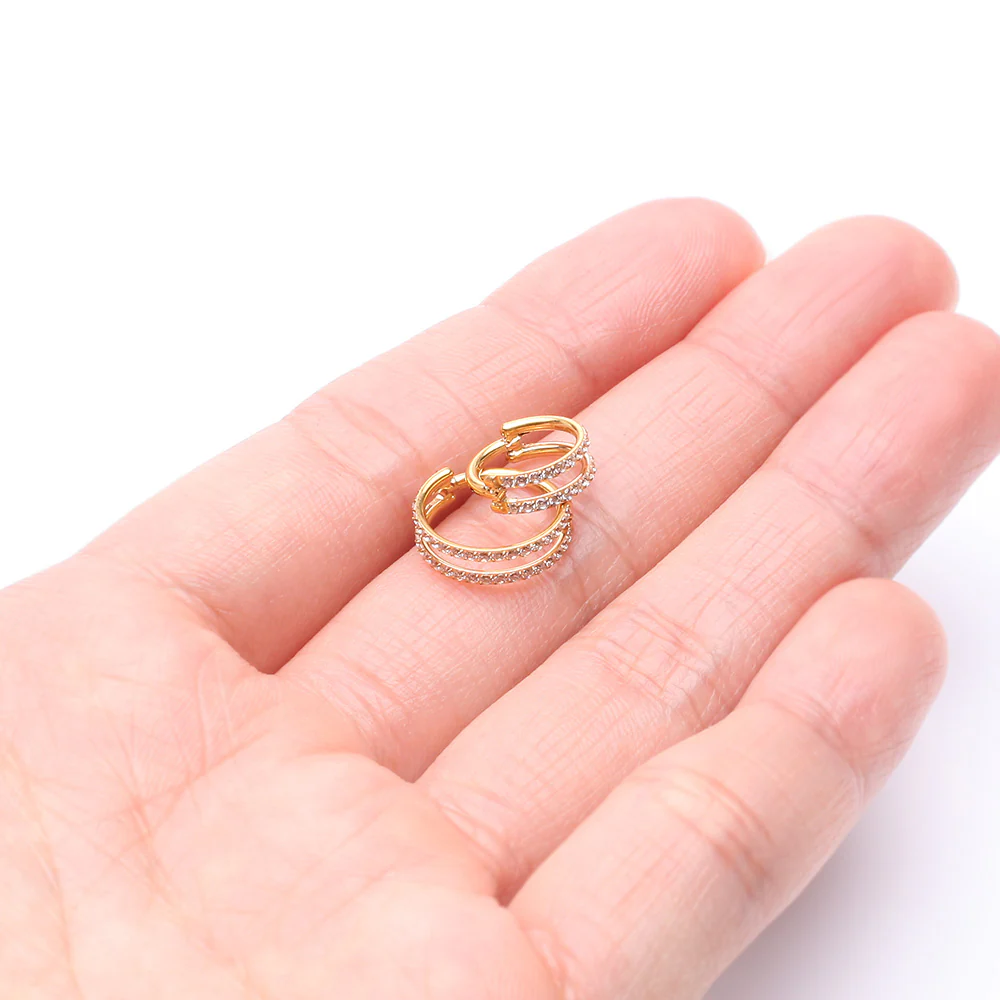 Pure24K Implant Grade Titanium Double Hoop Lined Sparkle Seamless Clicker Hoop Ring - Image 4