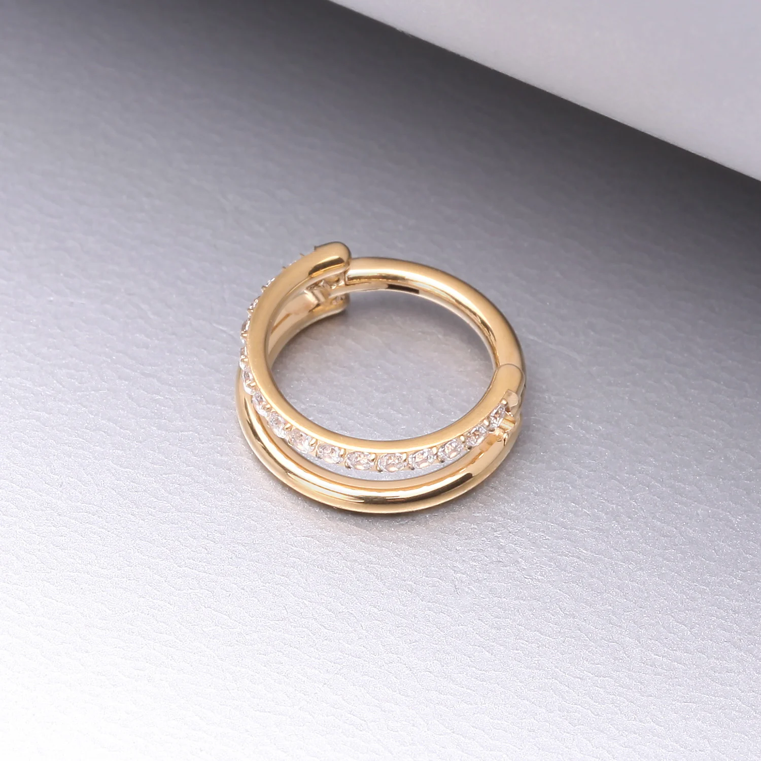 Pure24K Implant Grade Titanium Double Hoop Single Lined Sparkle Seamless Clicker Hoop Ring - Image 2