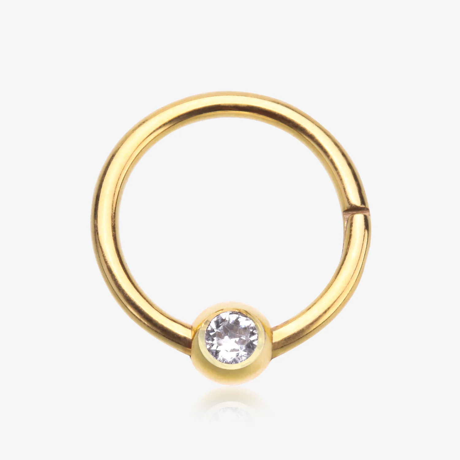 Pure24K Implant Grade Titanium Front Gem Ball CBR Style Seamless Clicker Hoop Ring