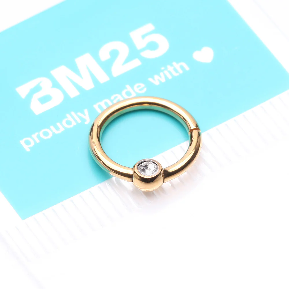Pure24K Implant Grade Titanium Front Gem Ball CBR Style Seamless Clicker Hoop Ring - Image 5