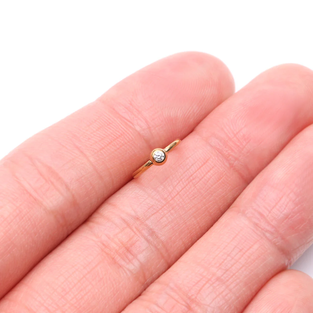 Pure24K Implant Grade Titanium Gem Ball CBR Style Seamless Clicker Hoop Ring - Image 4
