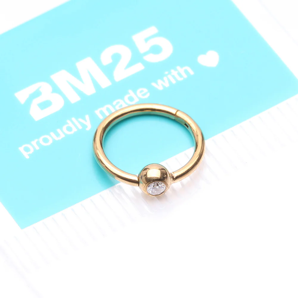 Pure24K Implant Grade Titanium Gem Ball CBR Style Seamless Clicker Hoop Ring - Image 5