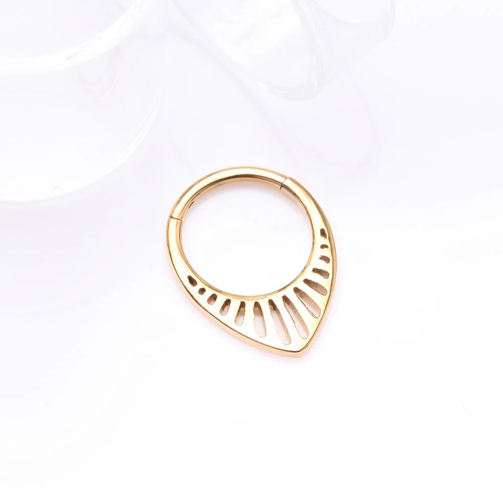 Pure24K Implant Grade Titanium Grand Tiara Teardrop Clicker Hoop Ring - Image 3