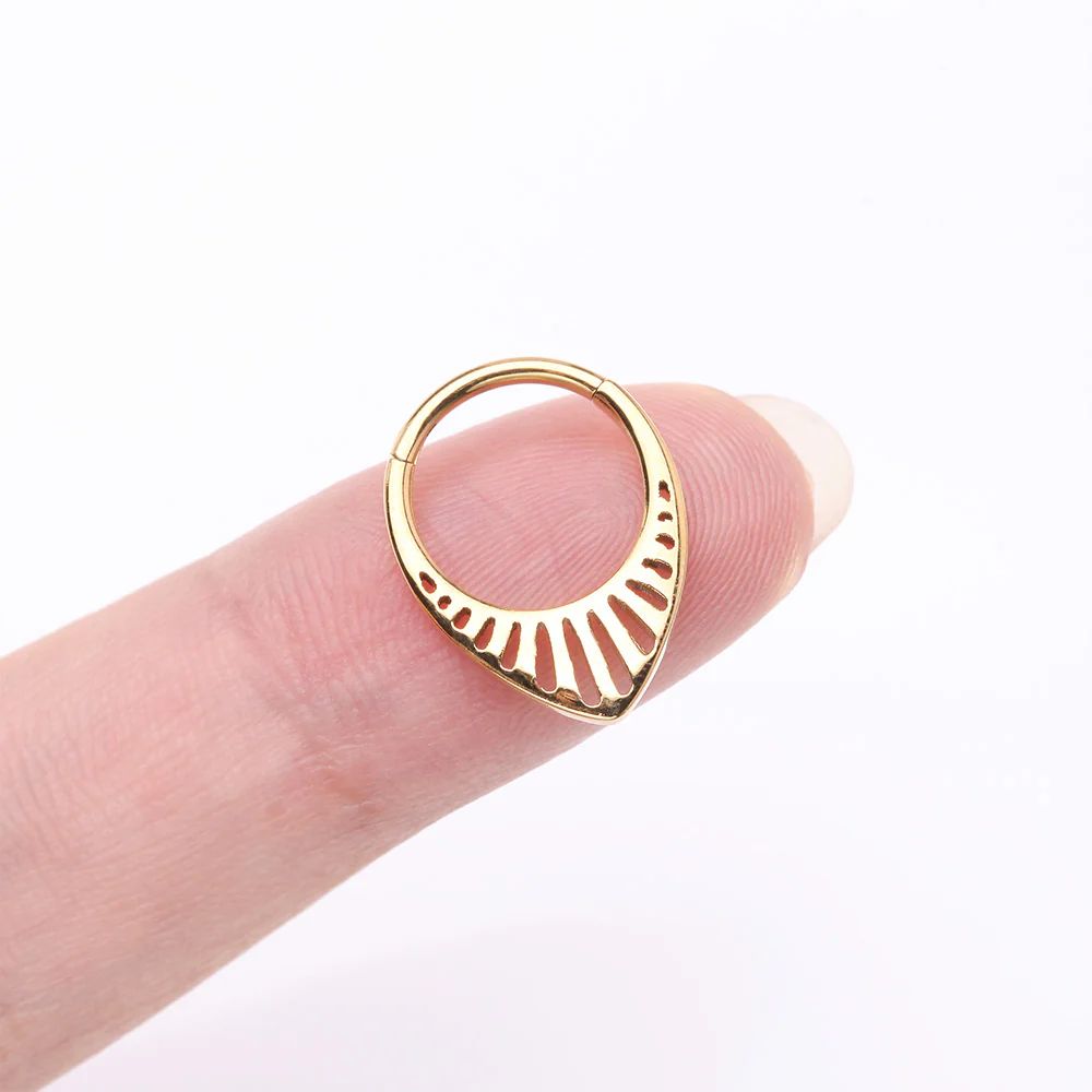 Pure24K Implant Grade Titanium Grand Tiara Teardrop Clicker Hoop Ring - Image 4
