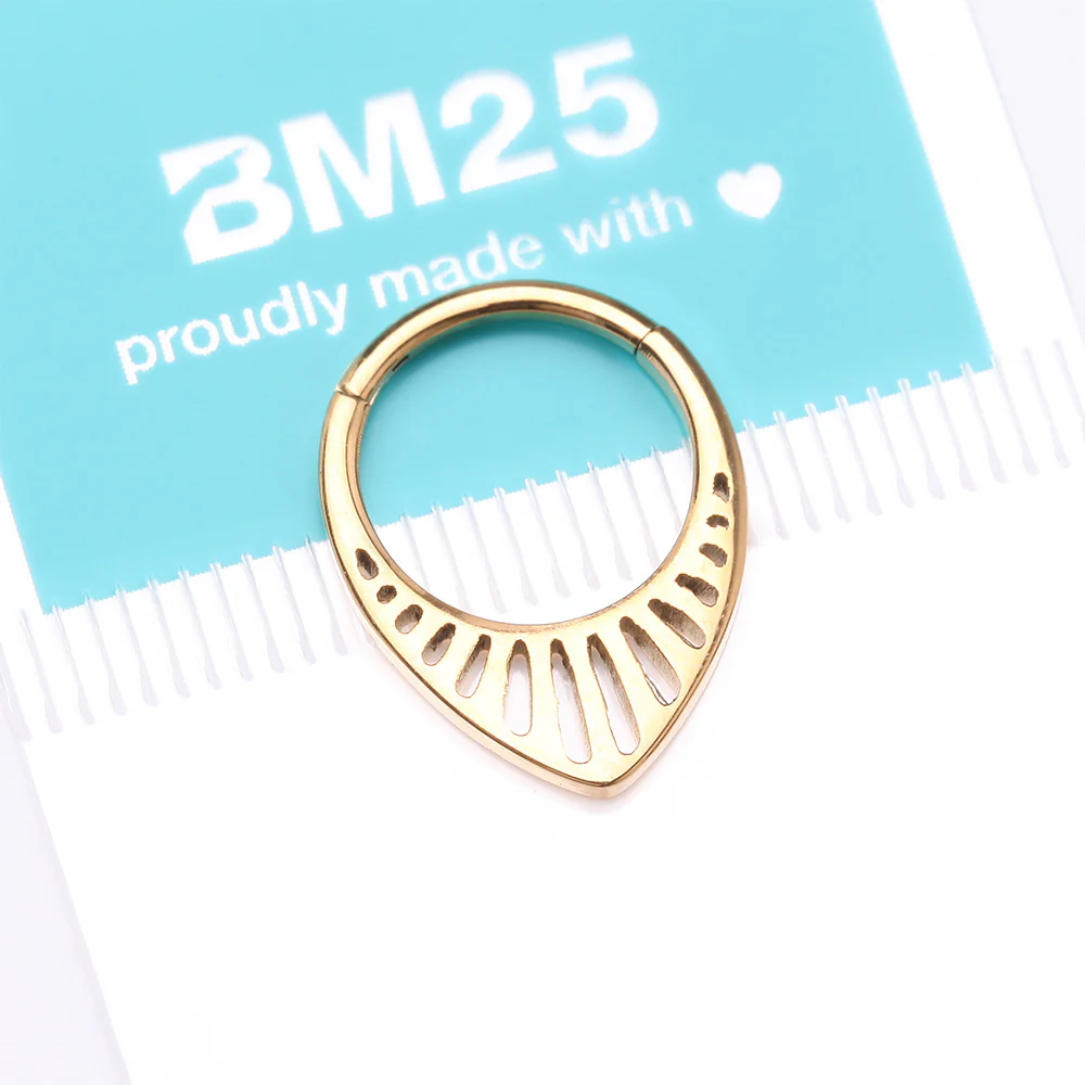 Pure24K Implant Grade Titanium Grand Tiara Teardrop Clicker Hoop Ring - Image 5