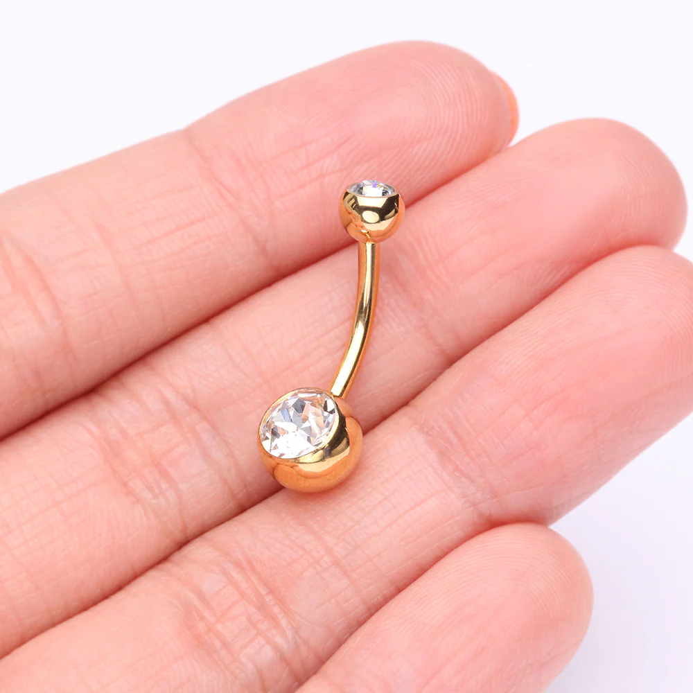 Pure24K Implant Grade Titanium Internally Threaded Basic Gem Ball Belly Button Ring - Image 3