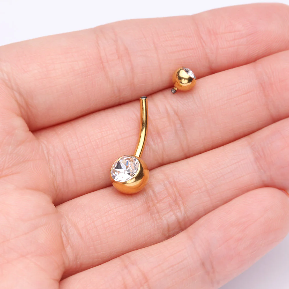 Pure24K Implant Grade Titanium Internally Threaded Basic Gem Ball Belly Button Ring - Image 4