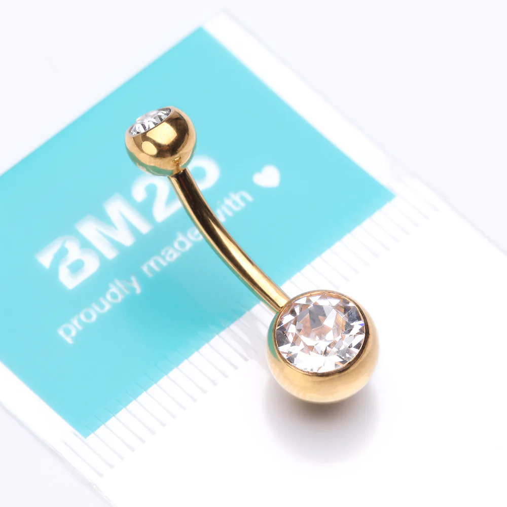 Pure24K Implant Grade Titanium Internally Threaded Basic Gem Ball Belly Button Ring - Image 5