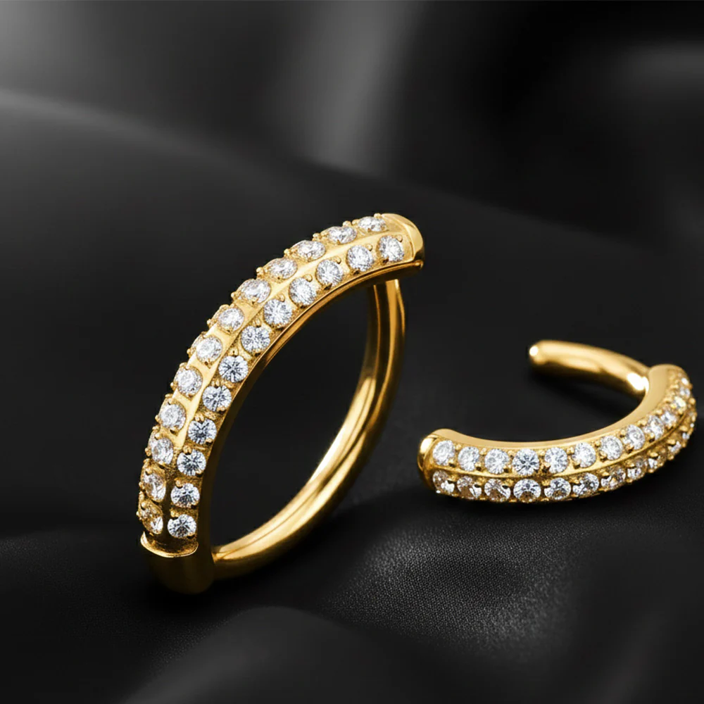 Pure24K Implant Grade Titanium Moissanite Sparkle Overload Belly Clicker Ring - Image 3