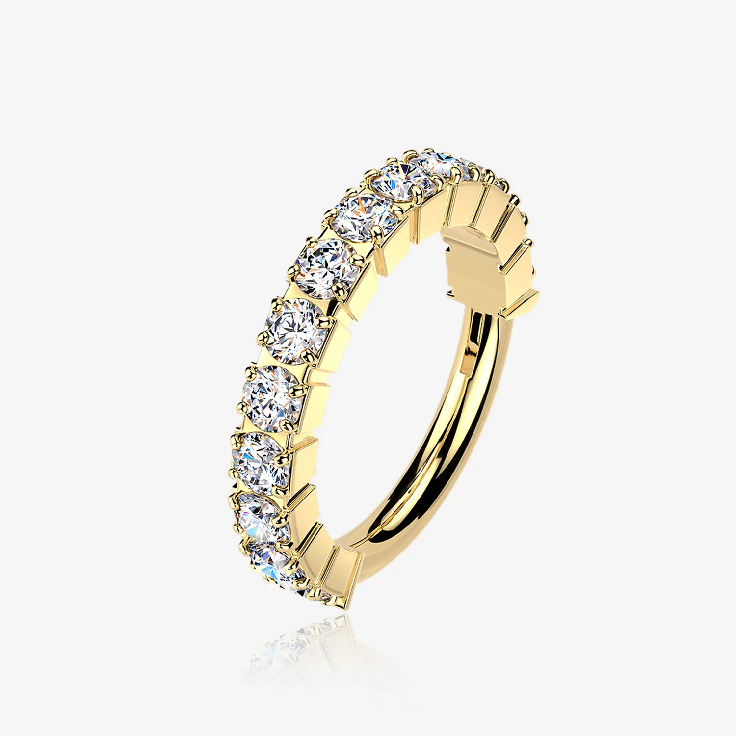Pure24K Implant Grade Titanium Moissanite Sparkle Segmented Clicker Hoop Ring