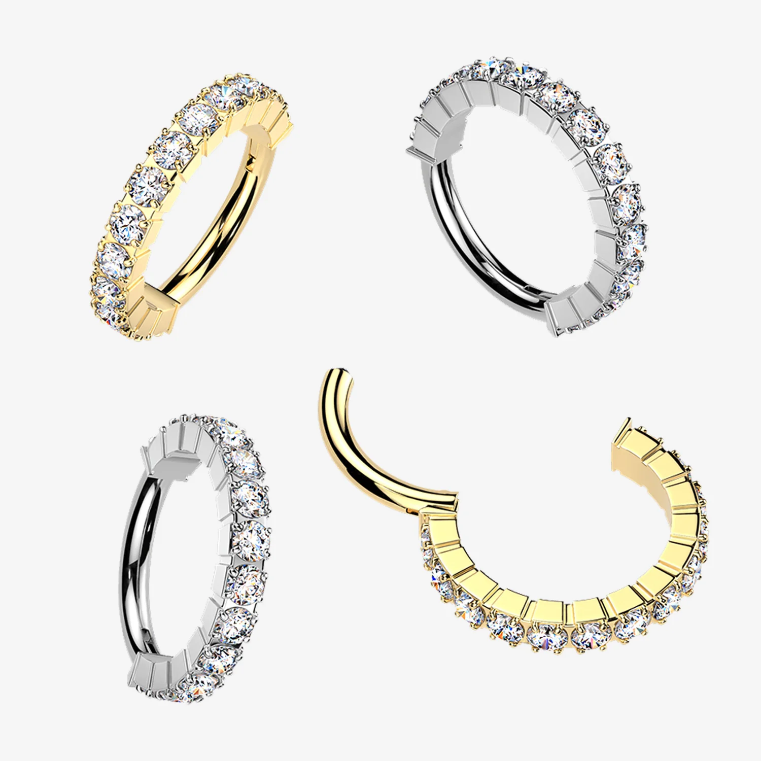Pure24K Implant Grade Titanium Moissanite Sparkle Segmented Clicker Hoop Ring - Image 2