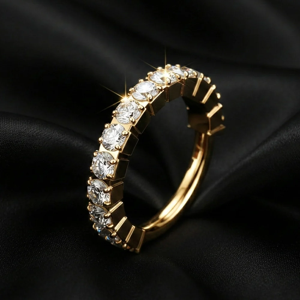 Pure24K Implant Grade Titanium Moissanite Sparkle Segmented Clicker Hoop Ring - Image 3
