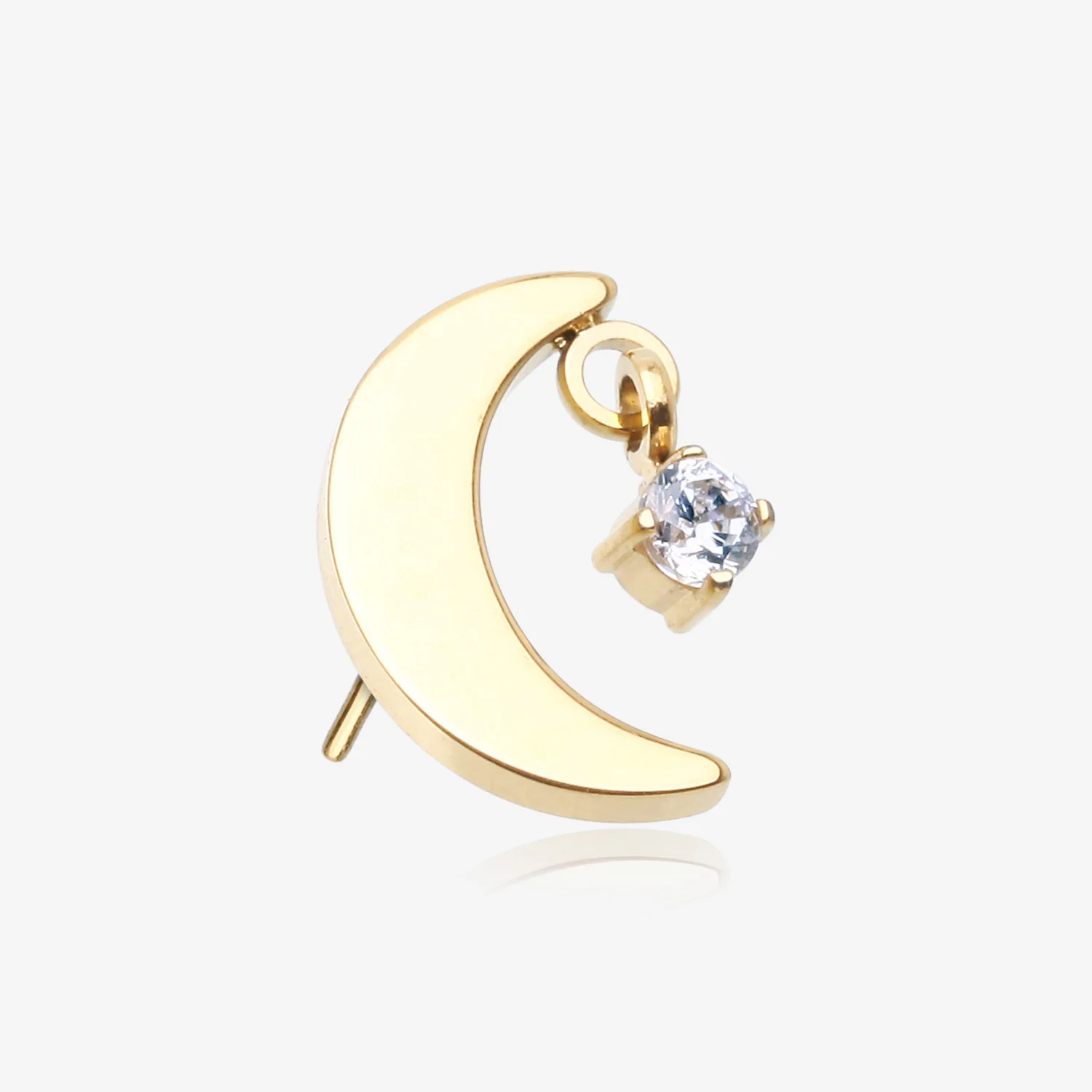 Pure24K Implant Grade Titanium OneFit Threadless Crescent Moon Sparkle Dangle Top Part
