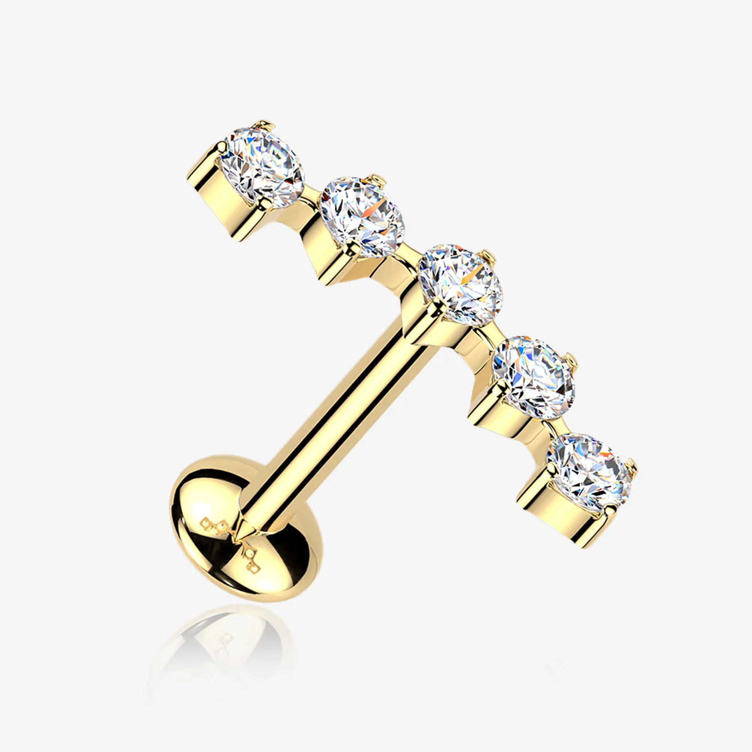 Pure24K Implant Grade Titanium OneFit Threadless Moissanite Journey Sparkle Flat Back Labret Stud
