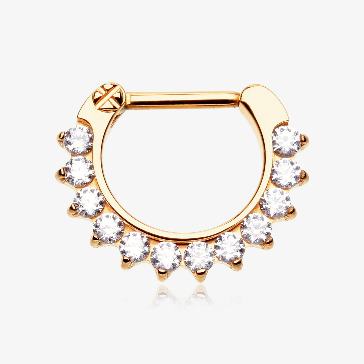 Pure24K Implant Grade Titanium Sparkle Multi-Gem Clicker Hoop Ring