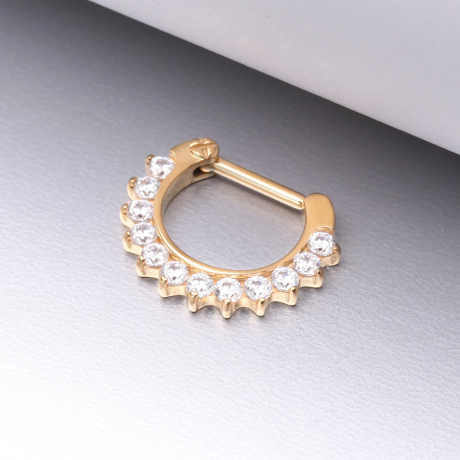 Pure24K Implant Grade Titanium Sparkle Multi-Gem Clicker Hoop Ring - Image 2