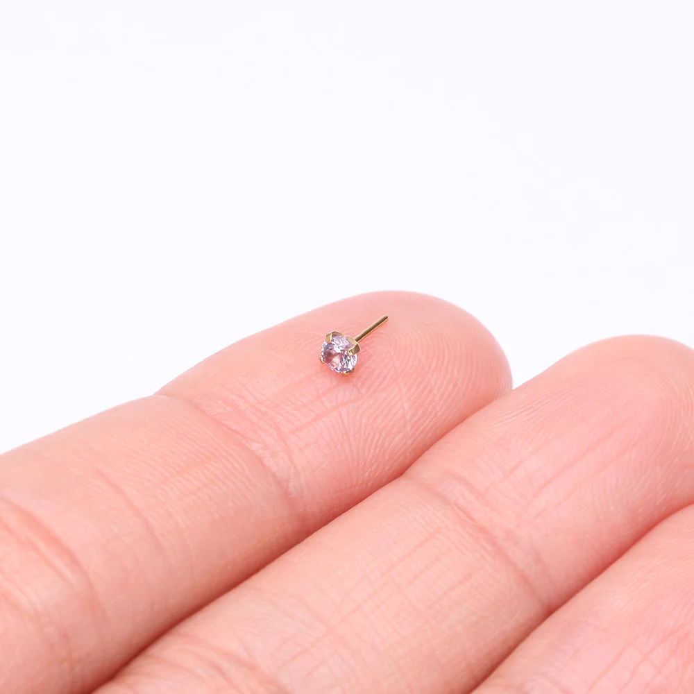 Pure24K Implant Grade Titanium OneFit Threadless Alexandrite CZ Prong Set Birthstone Gem Top Part - Image 3