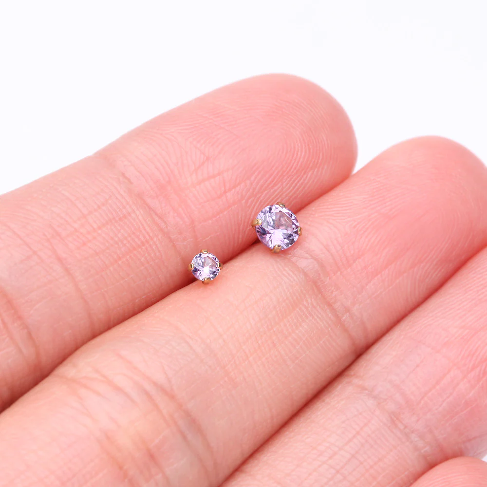 Pure24K Implant Grade Titanium OneFit Threadless Alexandrite CZ Prong Set Birthstone Gem Top Part - Image 4