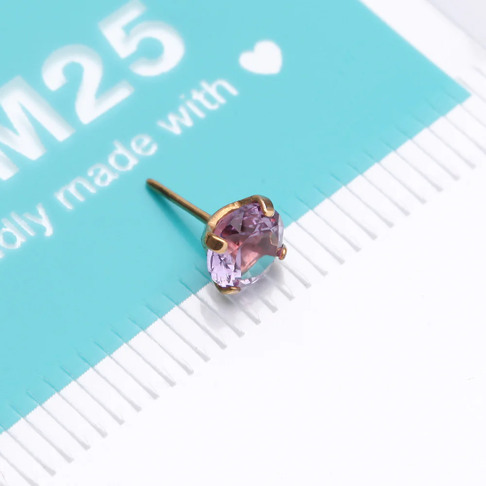 Pure24K Implant Grade Titanium OneFit Threadless Alexandrite CZ Prong Set Birthstone Gem Top Part - Image 5