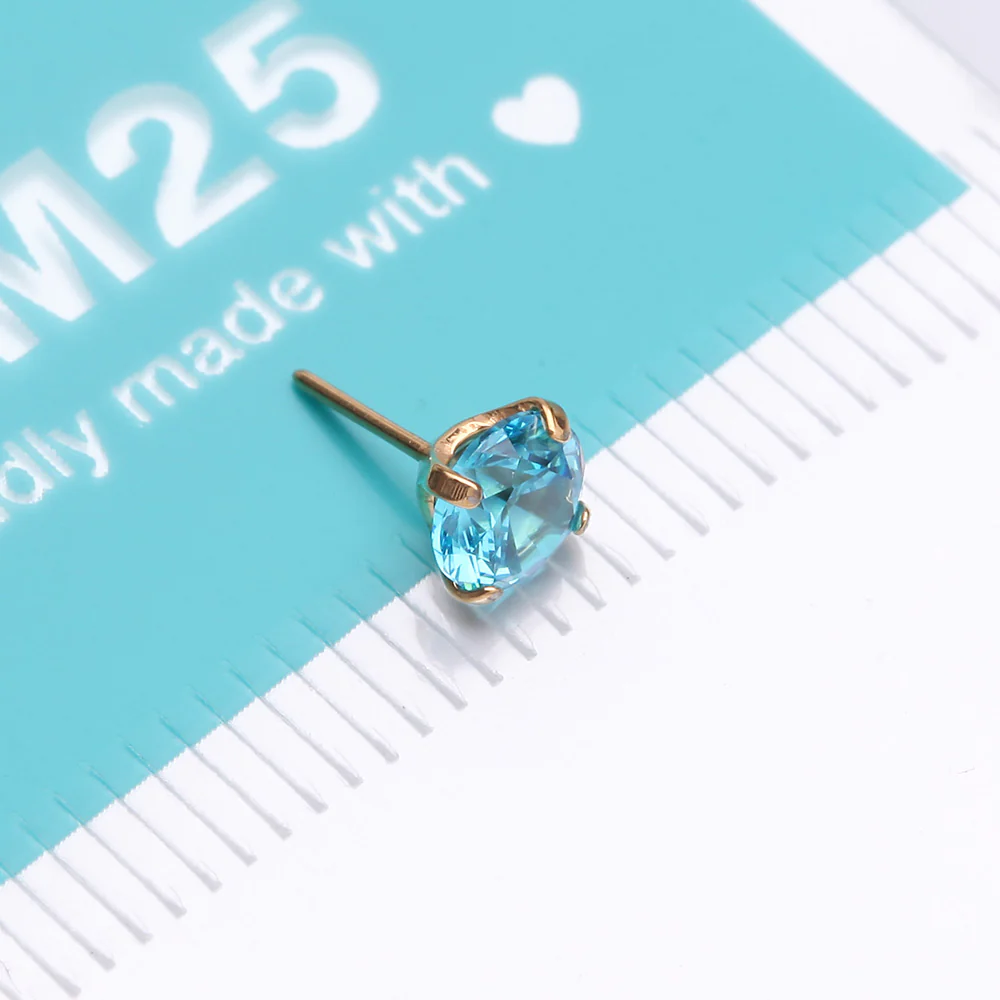 Pure24K Implant Grade Titanium OneFit Threadless Aquamarine CZ Prong Set Birthstone Gem Top Part - Image 5