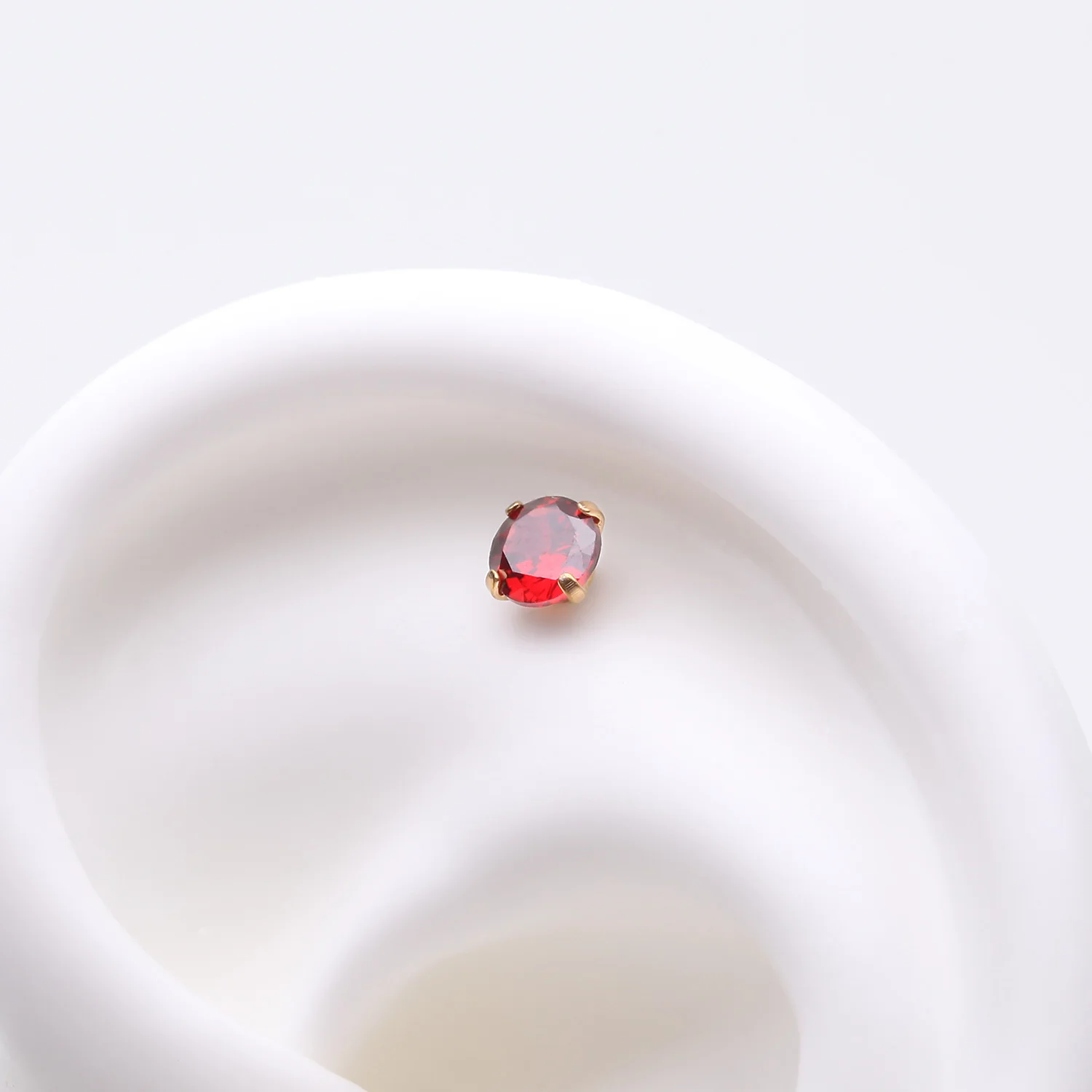 Pure24K Implant Grade Titanium OneFit Threadless Garnet CZ Prong Set Birthstone Gem Top Part - Image 2