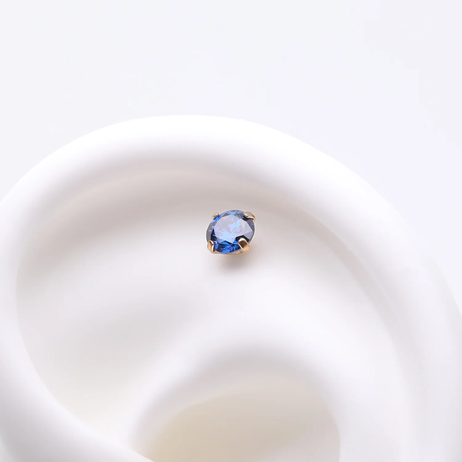 Pure24K Implant Grade Titanium OneFit Threadless Sapphire CZ Prong Set Birthstone Gem Top Part - Image 2