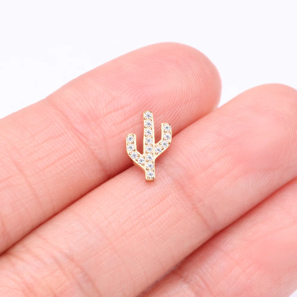 Pure24K Implant Grade Titanium OneFit Threadless Sparkle Cactus Multi-Gem Top Part - Image 3