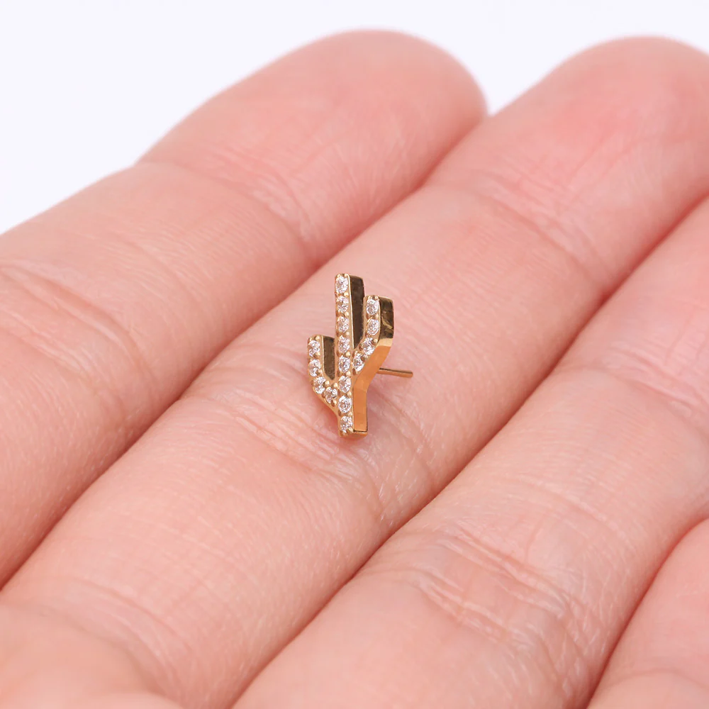Pure24K Implant Grade Titanium OneFit Threadless Sparkle Cactus Multi-Gem Top Part - Image 4