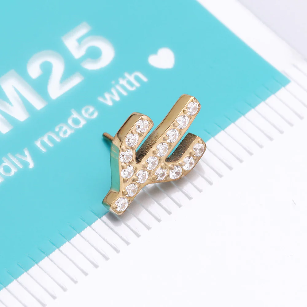 Pure24K Implant Grade Titanium OneFit Threadless Sparkle Cactus Multi-Gem Top Part - Image 5