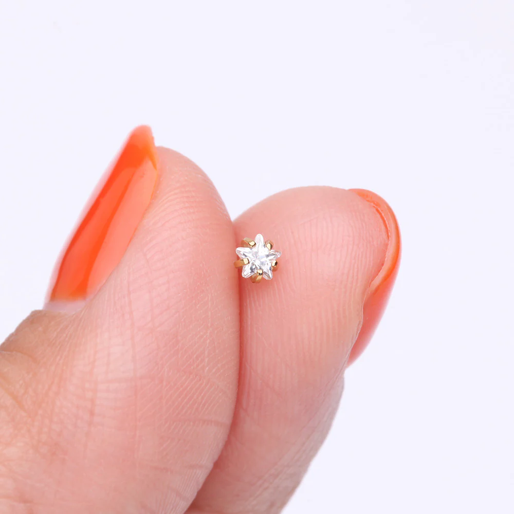 Pure24K Implant Grade Titanium OneFit Threadless Star Gem Sparkle Prong Top Part - Image 3