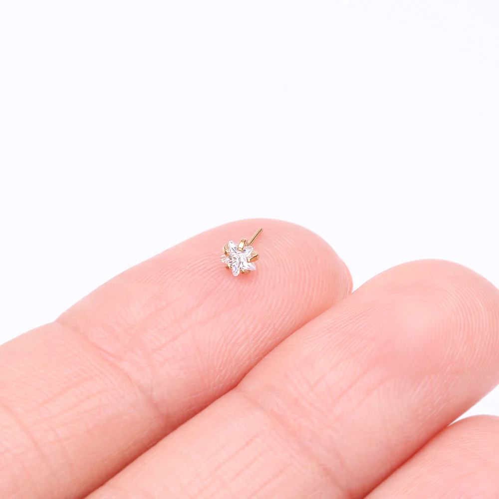 Pure24K Implant Grade Titanium OneFit Threadless Star Gem Sparkle Prong Top Part - Image 4
