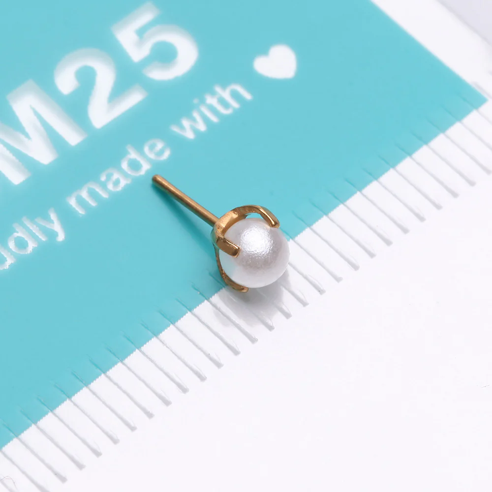 Pure24K Implant Grade Titanium OneFit Threadless Swarovski Pearl Top Part - Image 5