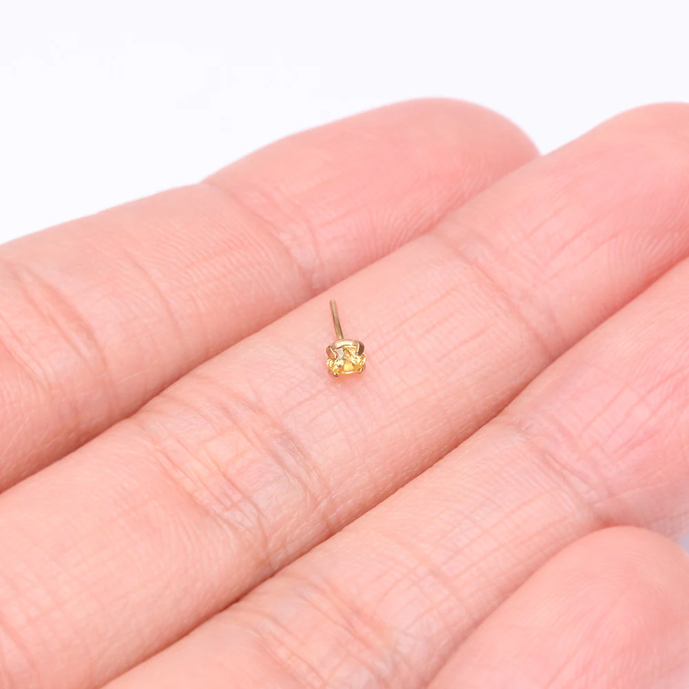 Pure24K Implant Grade Titanium OneFit Threadless Topaz CZ Prong Set Birthstone Gem Top Part - Image 3