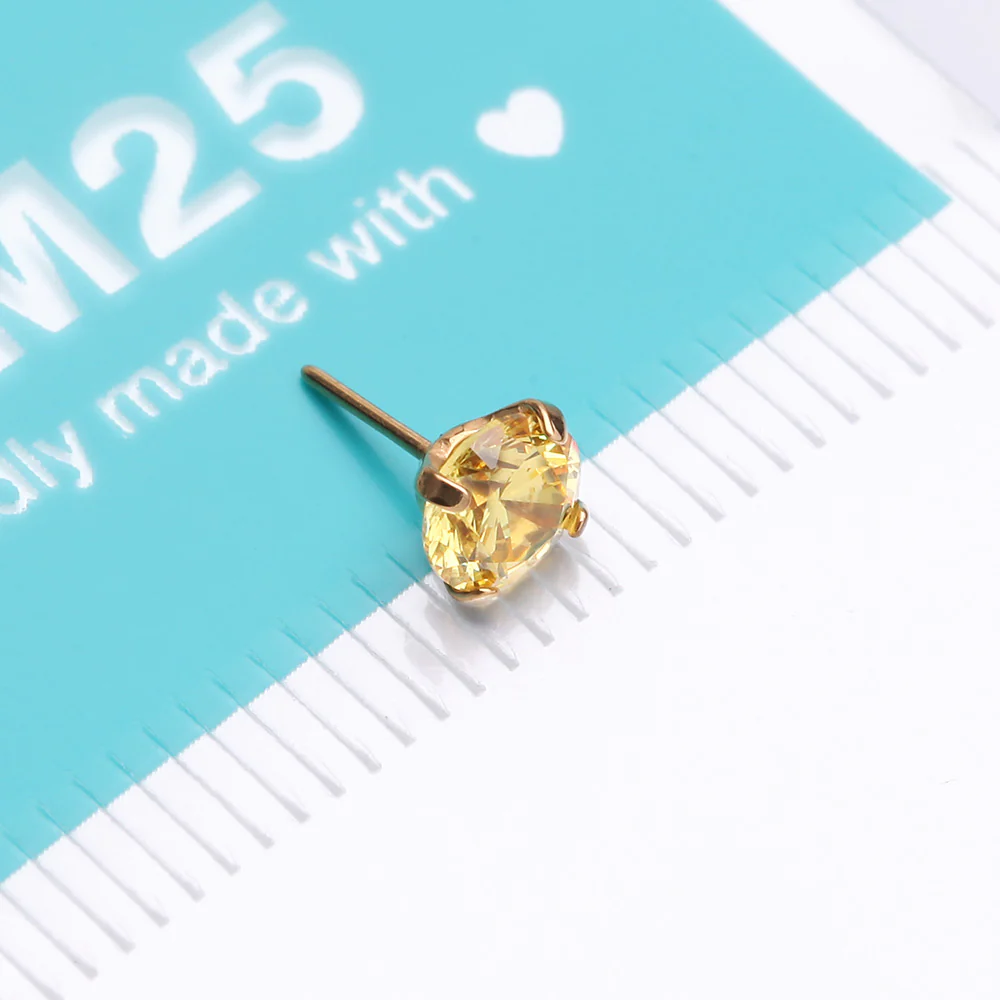 Pure24K Implant Grade Titanium OneFit Threadless Topaz CZ Prong Set Birthstone Gem Top Part - Image 5