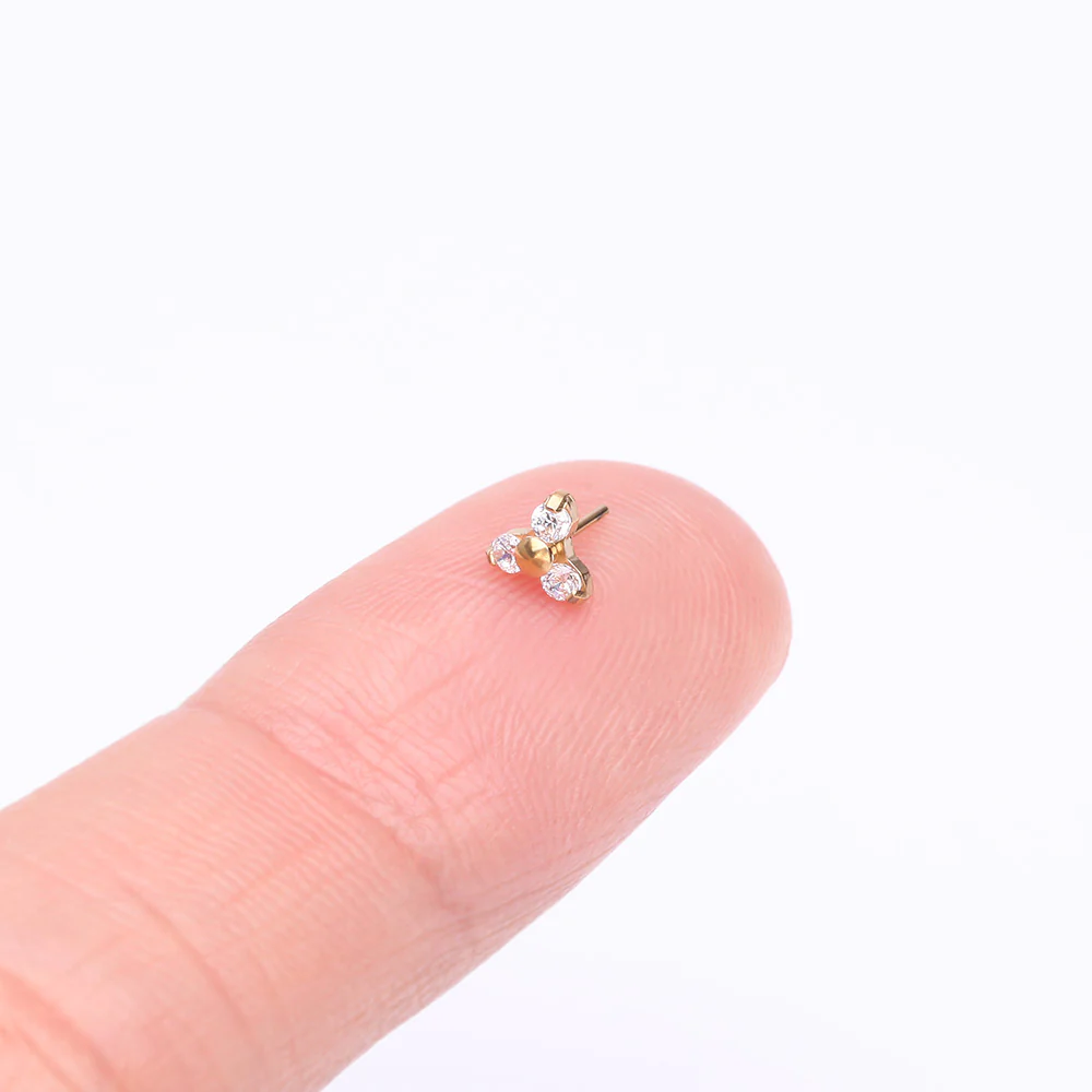 Pure24K Implant Grade Titanium OneFit Threadless Trinity Sparkle Prong Set Top Part - Image 4