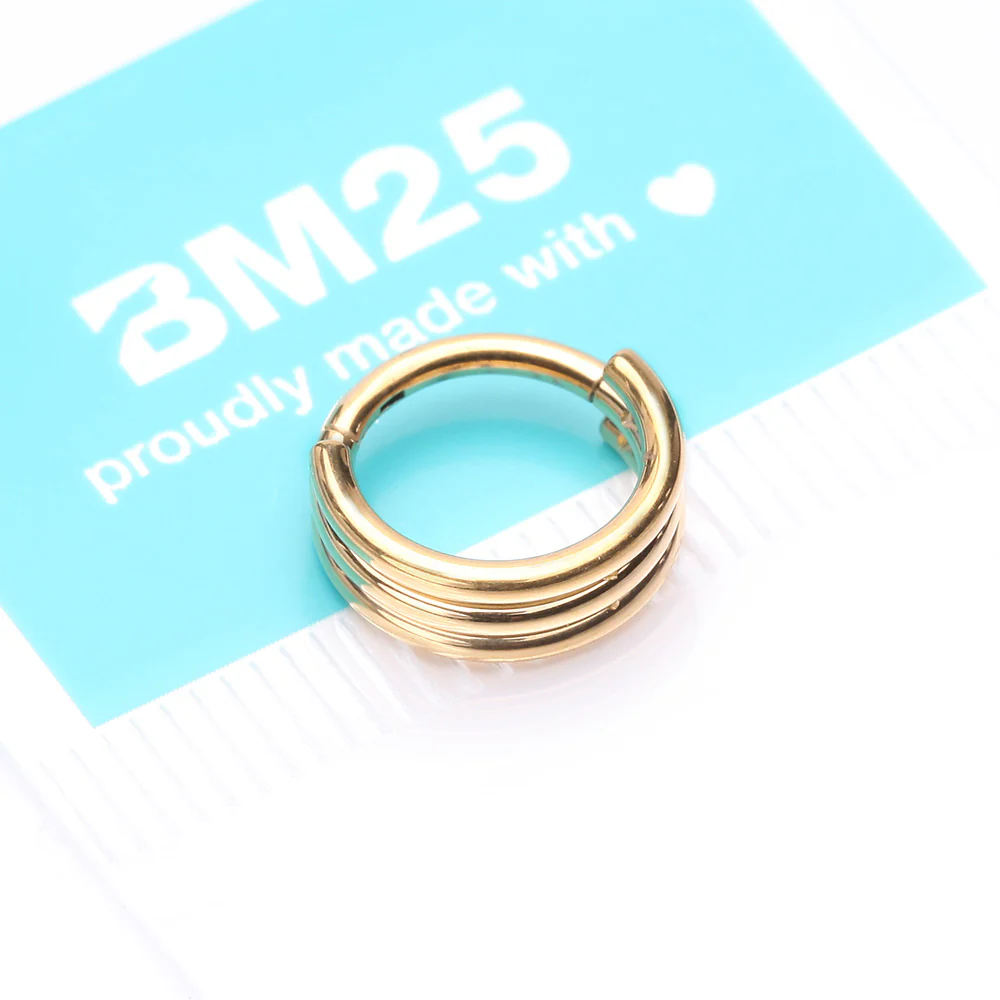 Pure24K Implant Grade Titanium Triple Stack Seamless Clicker Hoop Ring - Image 5