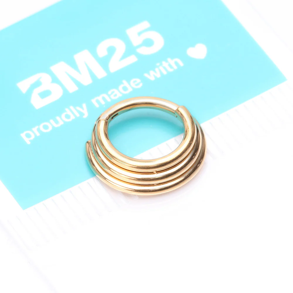 Pure24K Implant Grade Titanium Triple Stacked Seamless Clicker Hoop Ring - Image 5