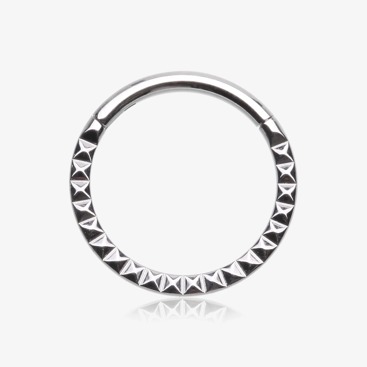 Pyramid Studded Geometric Seamless Clicker Hoop Ring