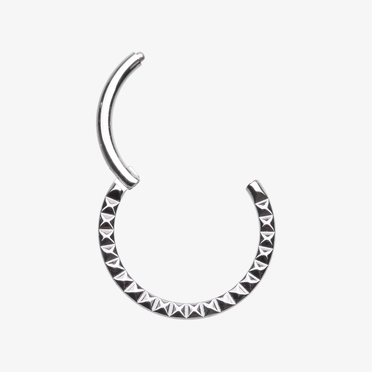 Pyramid Studded Geometric Seamless Clicker Hoop Ring - Image 2