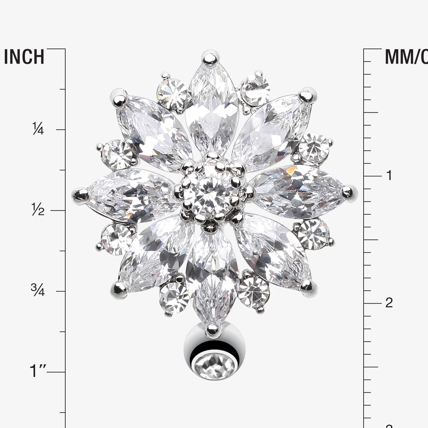 Radiant Flower Multi-Gem Marquise Belly Button Ring - Image 2