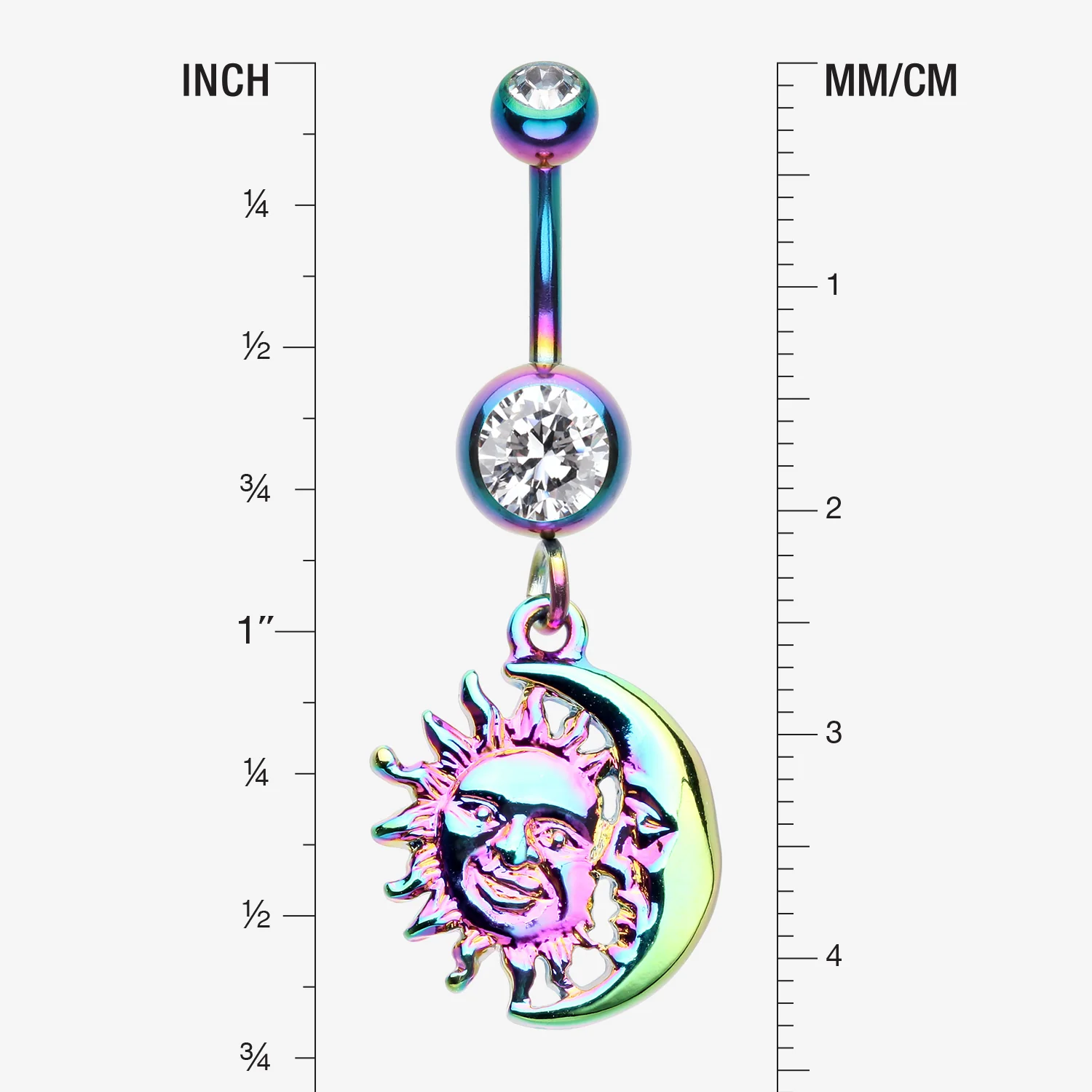 Rainbow Sun & Moon Union of Opposites Belly Button Ring - Image 2