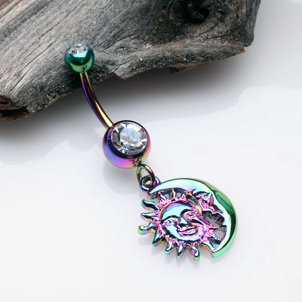 Rainbow Sun & Moon Union of Opposites Belly Button Ring - Image 3