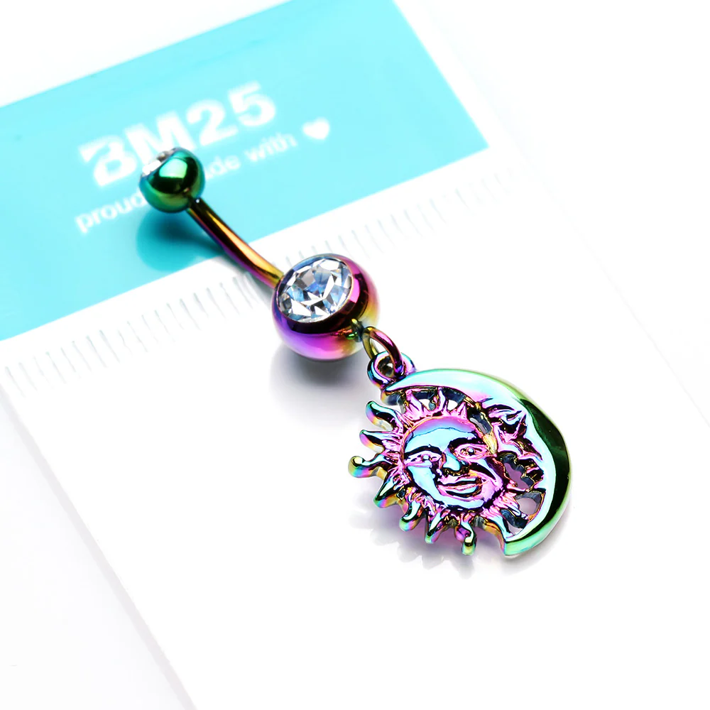 Rainbow Sun & Moon Union of Opposites Belly Button Ring - Image 4