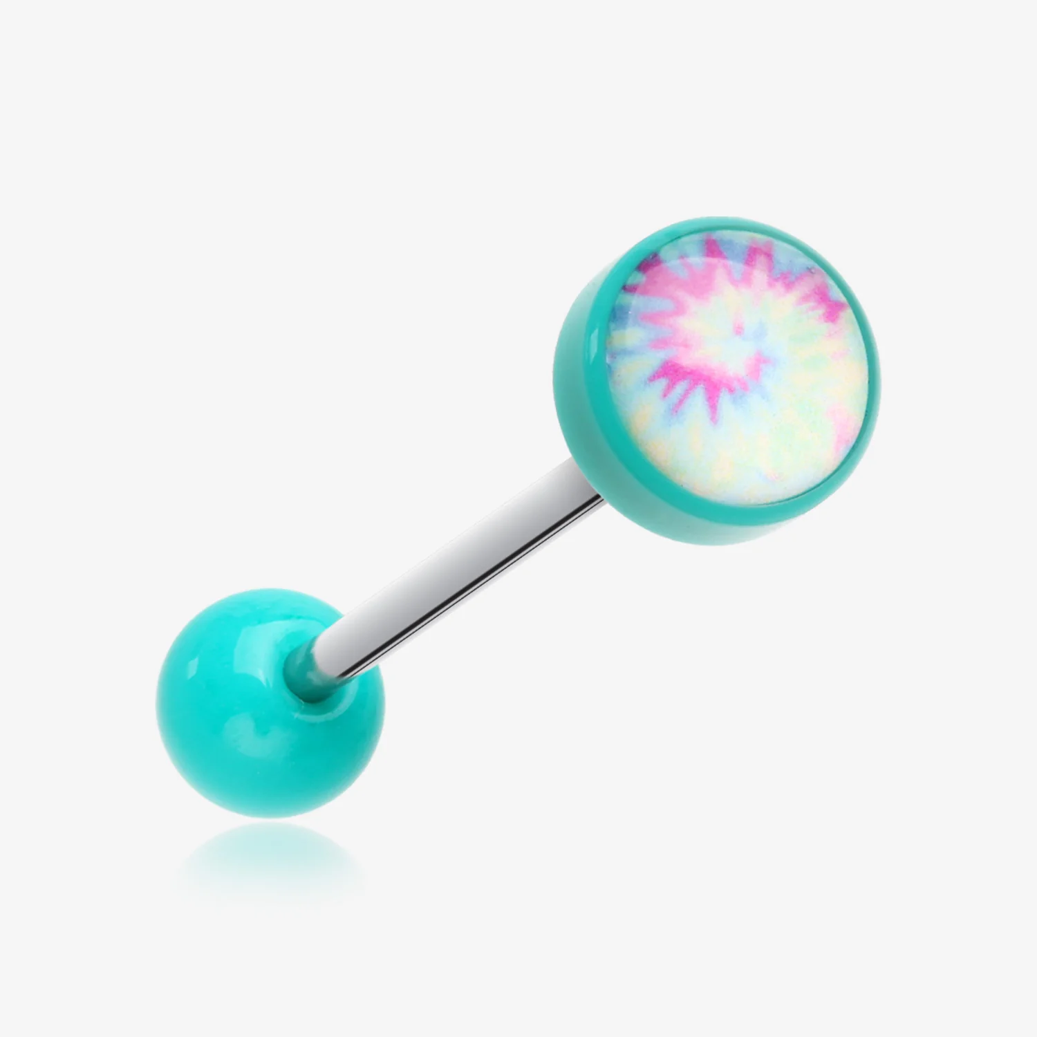 Retro Tie Dye Icon Top Acrylic Barbell Tongue Ring