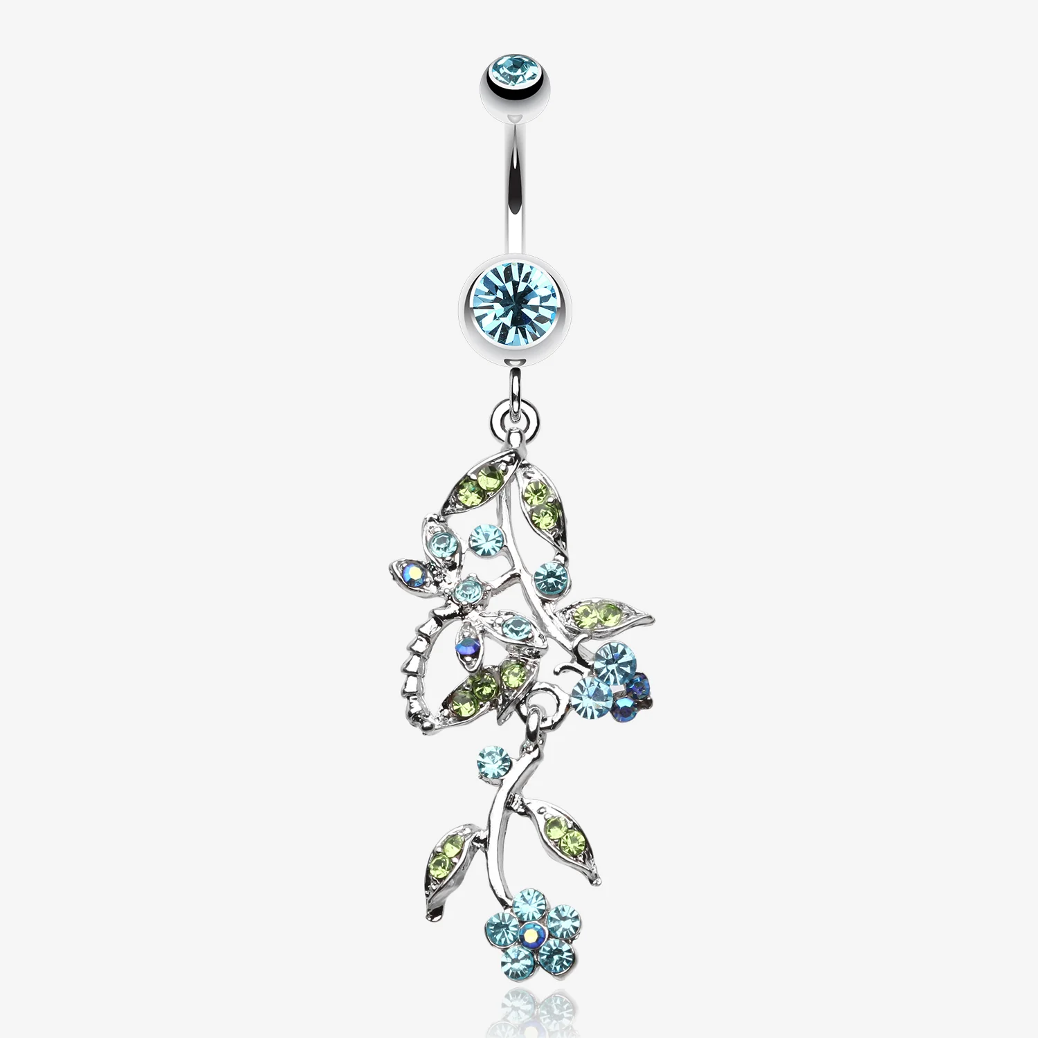 Romantic Vines with Flowers Belly Button Rings