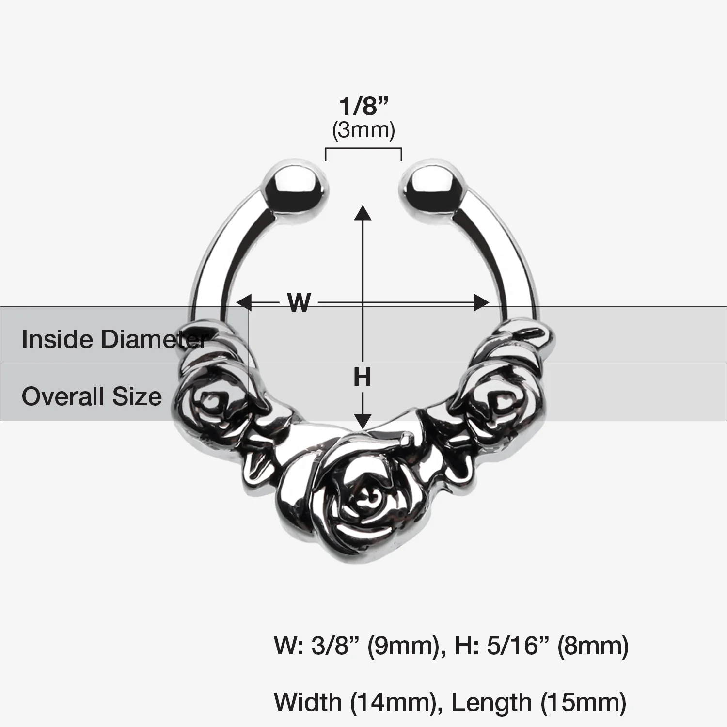 Rose Garden Icon Fake Septum Clip-On Ring - Image 2