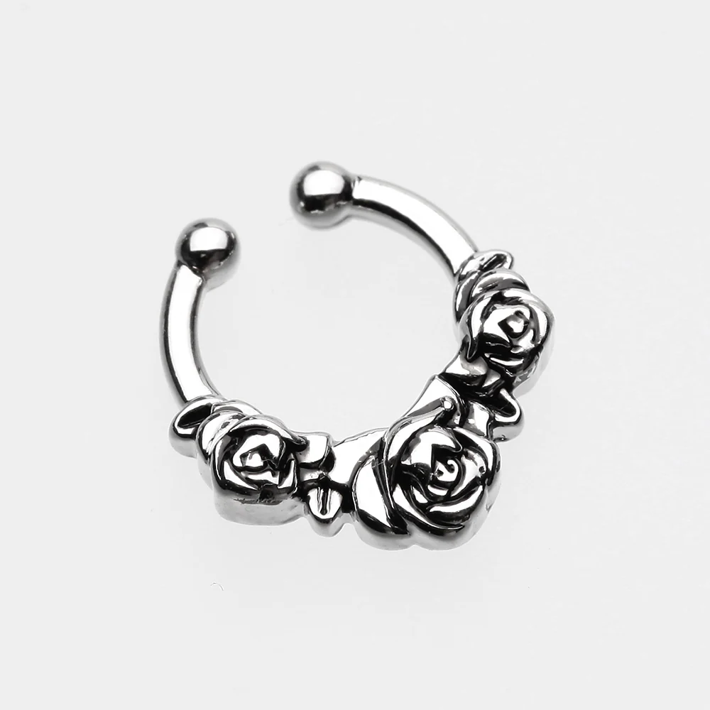 Rose Garden Icon Fake Septum Clip-On Ring - Image 3