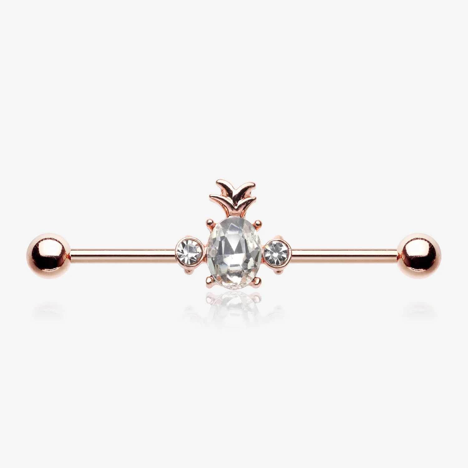 Rose Gold Adorable Pineapple Sparkle Industrial Barbell