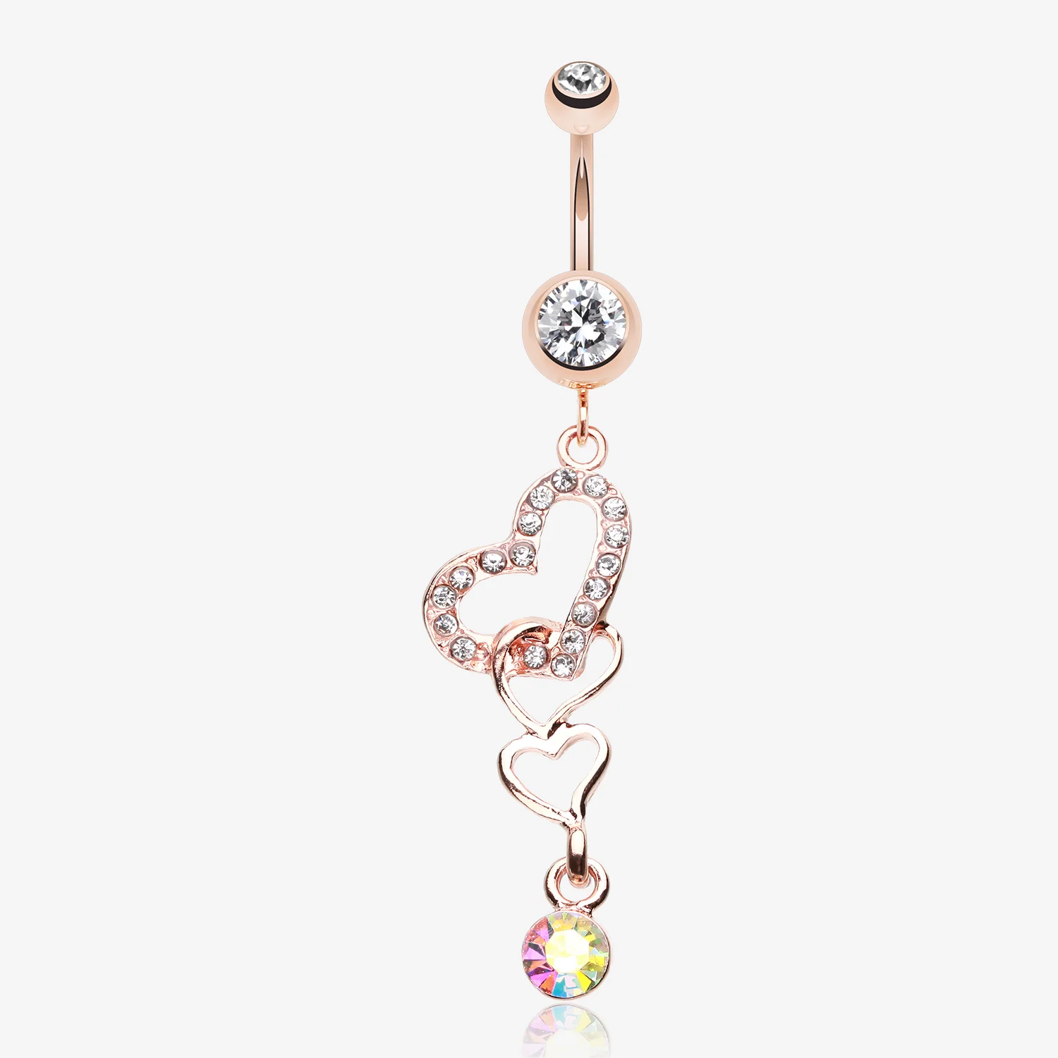 Rose Gold Alluring Jeweled Heart Belly Button Ring